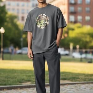 NWT Element Logo T-Shirt Men’s Large Gray Camo Graphic Tee